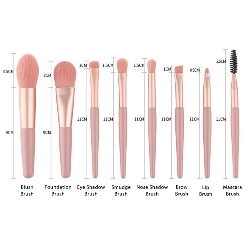 Portable 8Pcs Eyeshadow Foundation Blending Makeup Brush Soft Fluffy Cosmetics Concealer Makeup Brush Professional Make Up Tool