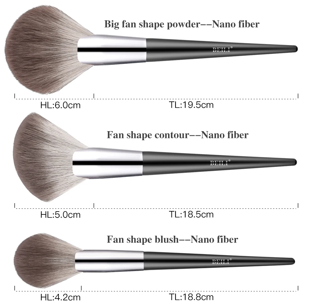 BEILI 12 pcs High quality Professional Makeup Brushes Set Synthetic Eyeshadow Eyebrow Eyeliner Foundation Blush Powder