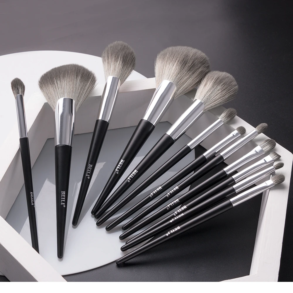 BEILI 12 pcs High quality Professional Makeup Brushes Set Synthetic Eyeshadow Eyebrow Eyeliner Foundation Blush Powder