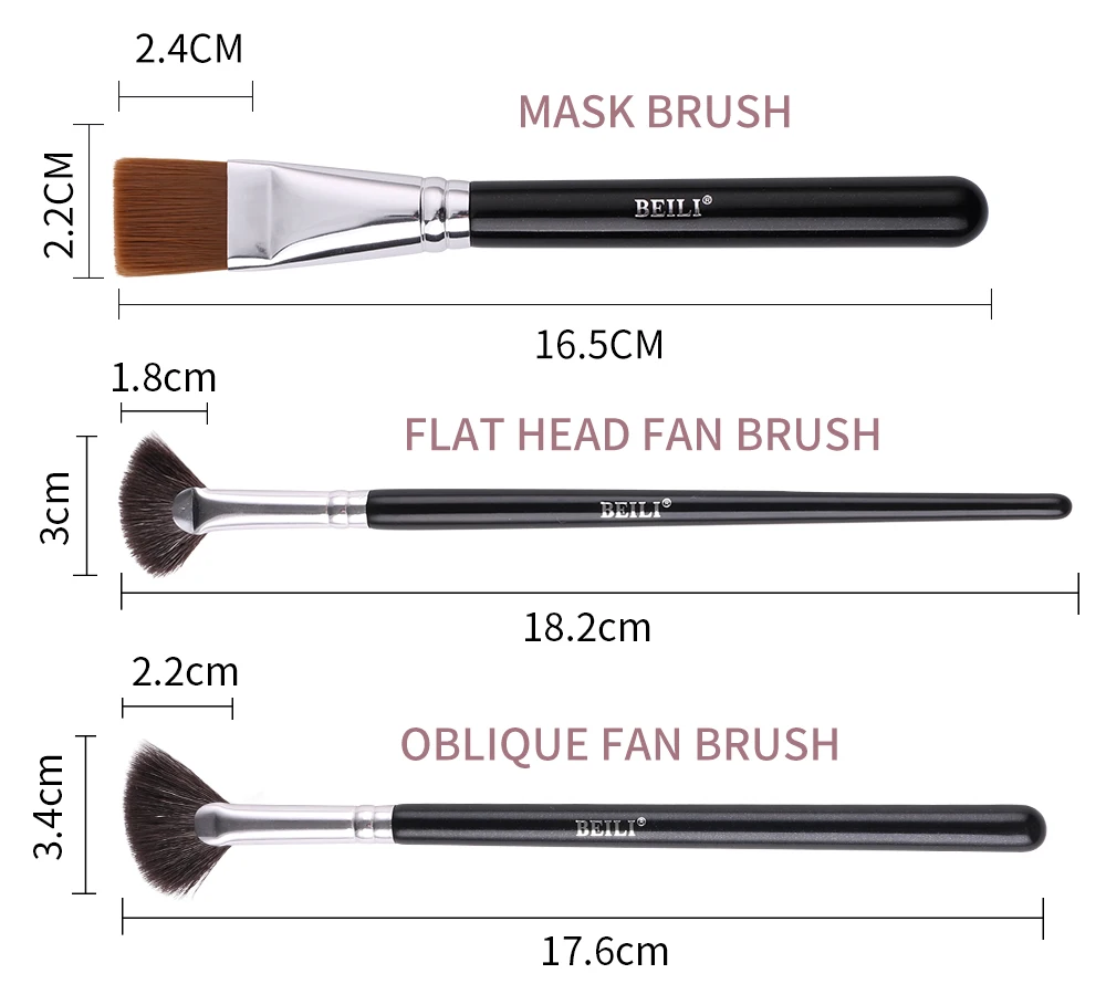 BEILI Goat Makeup Brush Set Eyeshadow Makeup Brushes Professional Foundation Blending Eyebrow Fan Blush brosse maquiagens