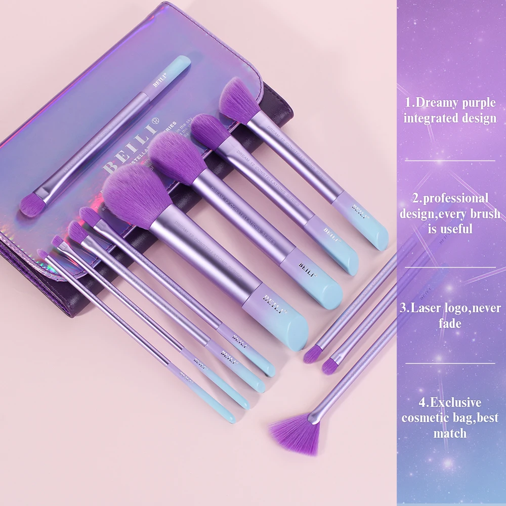 BEILI Goat Makeup Brush Set Eyeshadow Makeup Brushes Professional Foundation Blending Eyebrow Fan Blush brosse maquiagens