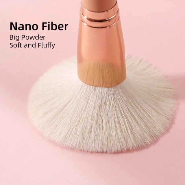 BEILI 15Pcs Rose Gold Makeup Brushes Pink Natural Goat Hair Foundation Powder Blush Eyeshadow Brush Set brochas maquillaje - Image 4