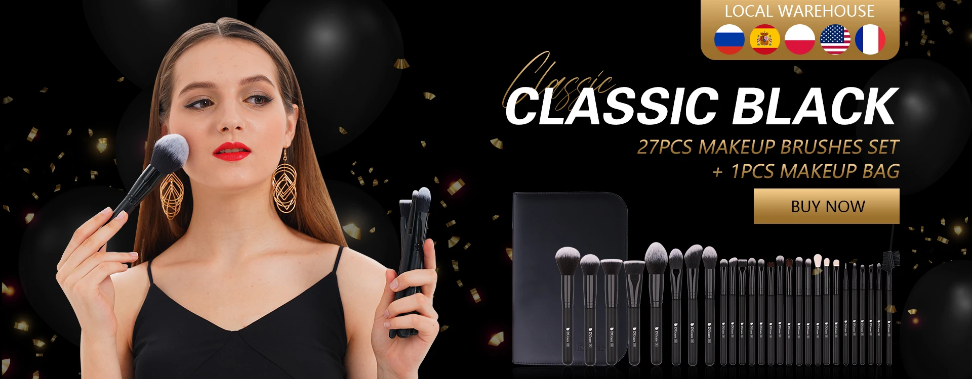 DUcare Makeup Brushes 12Pcs The Queen Seris Premium Gifts Foundation Powder Face Blush Eyeshadow Make up Brush Rubber Handle Set