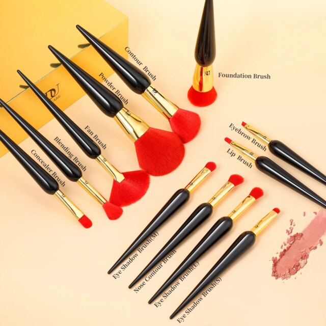 DUcare Makeup Brushes 12Pcs The Queen Seris Premium Gifts Foundation Powder Face Blush Eyeshadow Make up Brush Rubber Handle Set - Image 5