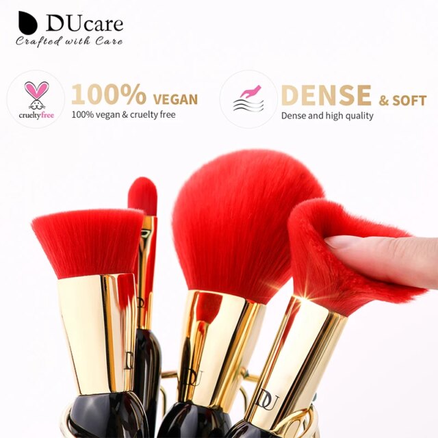 DUcare Makeup Brushes 12Pcs The Queen Seris Premium Gifts Foundation Powder Face Blush Eyeshadow Make up Brush Rubber Handle Set - Image 2