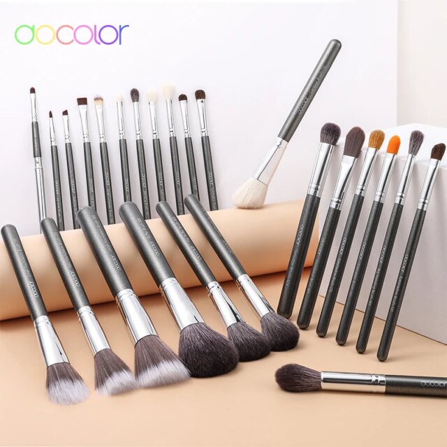 Docolor 25Pcs Makeup Brushes Set Professional Natural Hair Foundation Powder Blush Eyeshadow Face Blending Make up Brushes - Image 6