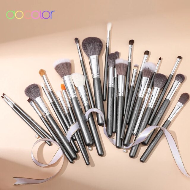 Docolor 25Pcs Makeup Brushes Set Professional Natural Hair Foundation Powder Blush Eyeshadow Face Blending Make up Brushes - Image 4