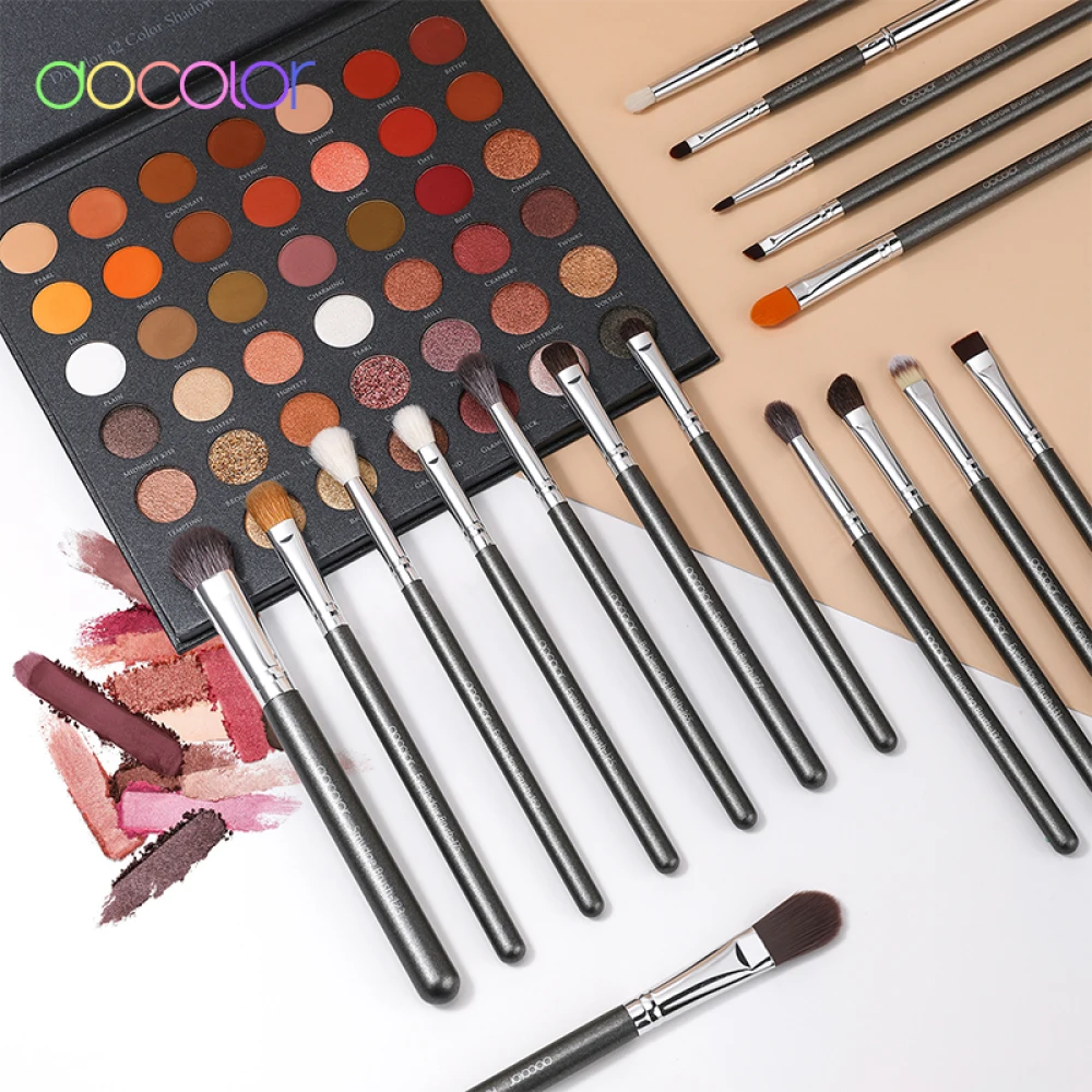 Docolor 25Pcs Makeup Brushes Set Professional Natural Hair Foundation Powder Blush Eyeshadow Face Blending Make up Brushes