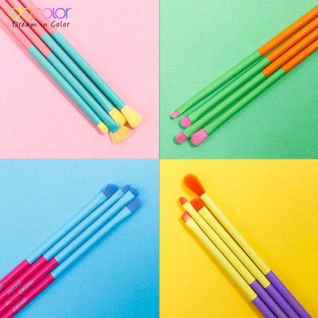 Docolor Eyes makeup brushes 15/16pcs Colorful Professional Makeup brushes Eyebrow Eyeshadow Eyeliner Blending Makeup brushes set - Image 5