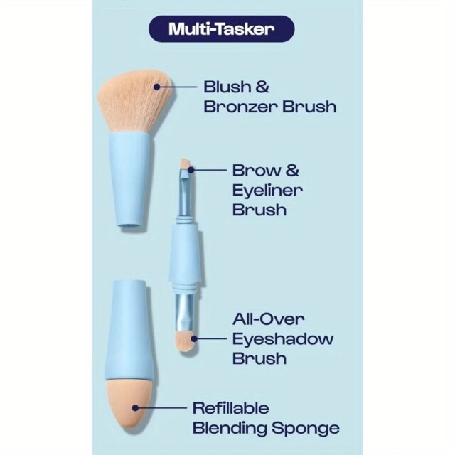 Multifunctional 4-in-1 Makeup Brush - Multifunctional Makeup Brush - Portable Makeup Tools - Travel Friendly - Image 2