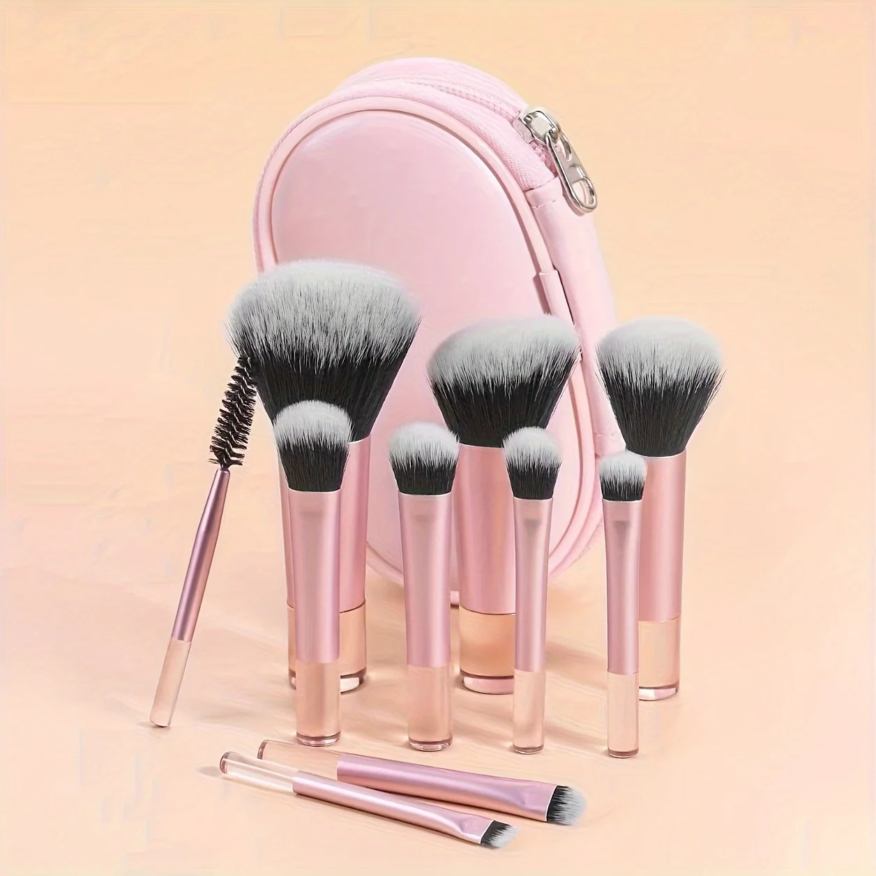 10-Piece Mini Makeup Brush Set with Storage Bag - Portable, High-Quality Cosmetic Brushes for Versatile Makeup Application