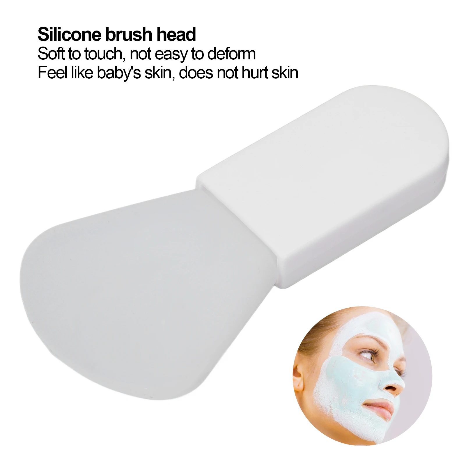 10Pcs Silicone Mask Brush Mini Short Handle Mud Applicator Portable Facial Beauty Tool WhiteFanshaped Type