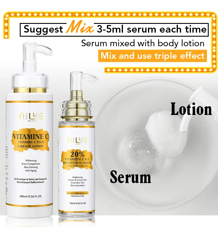 AILKE Vitamin C Skin Care Kit, With Lightening Body Lotion, Even Skin Tone Cream, Whitening Serum, Brightening Soap