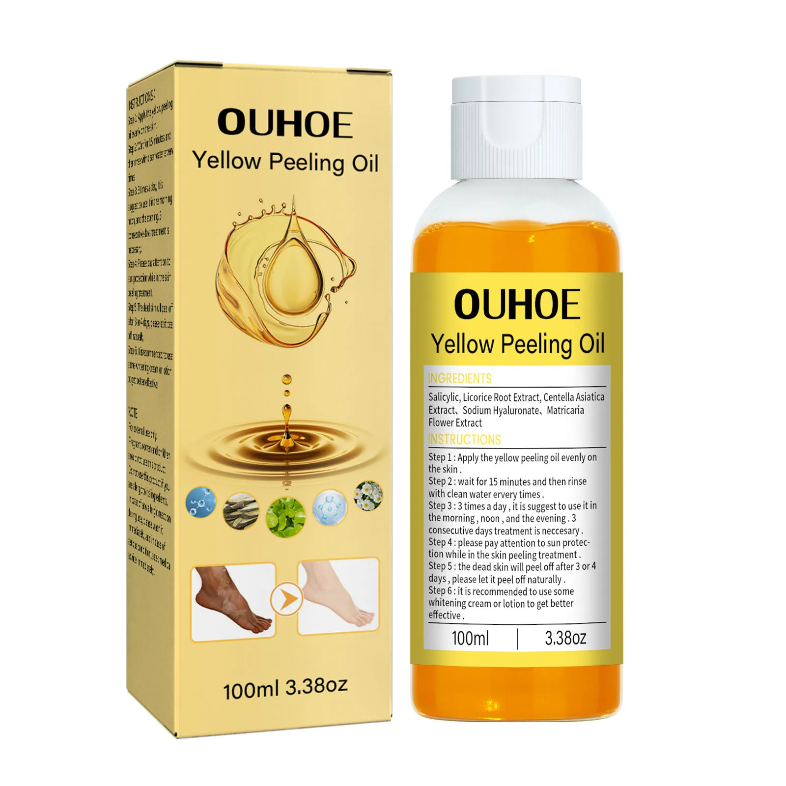 Natural Yellow Peeling Oil Extra Strong Whitening Exfoliating Bleaching Dark Skin Hands Feet Body Care Solution for All Skin