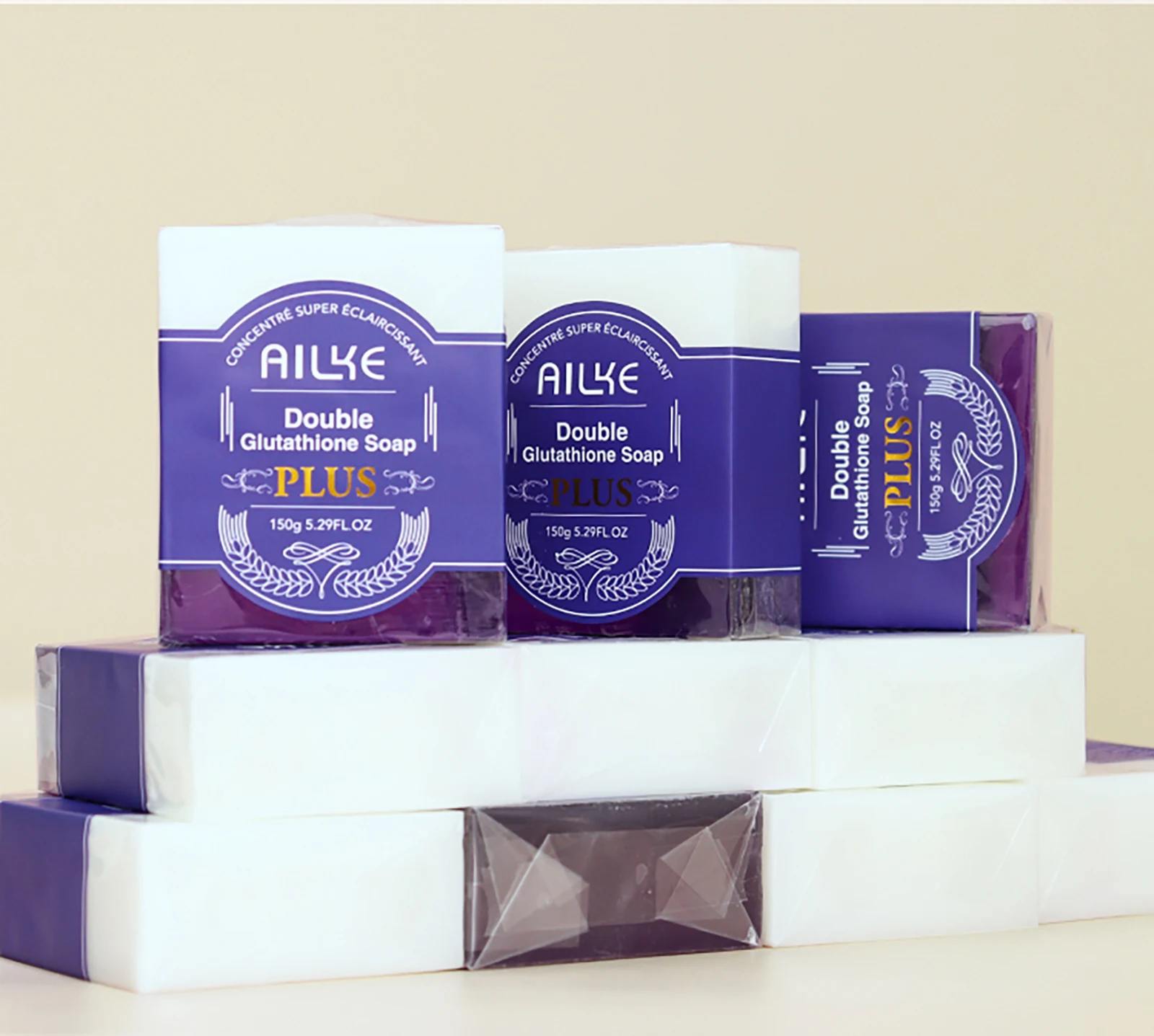 AILKE Lightening Soap Bar, With Organic Glutathione & Lavender, For Face, Body, Reduce Spots, Clean Skin,Support Customized LOGO