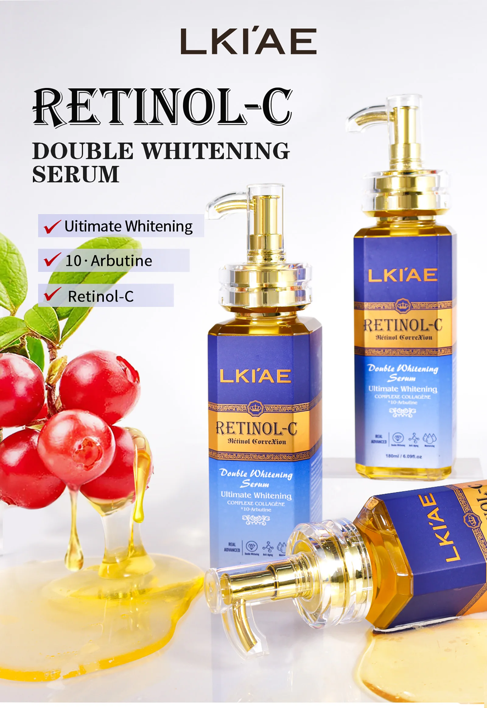 ailke Lightening Skin Care Set Body Lotion Face Cream Day And Night Serum Cleanser