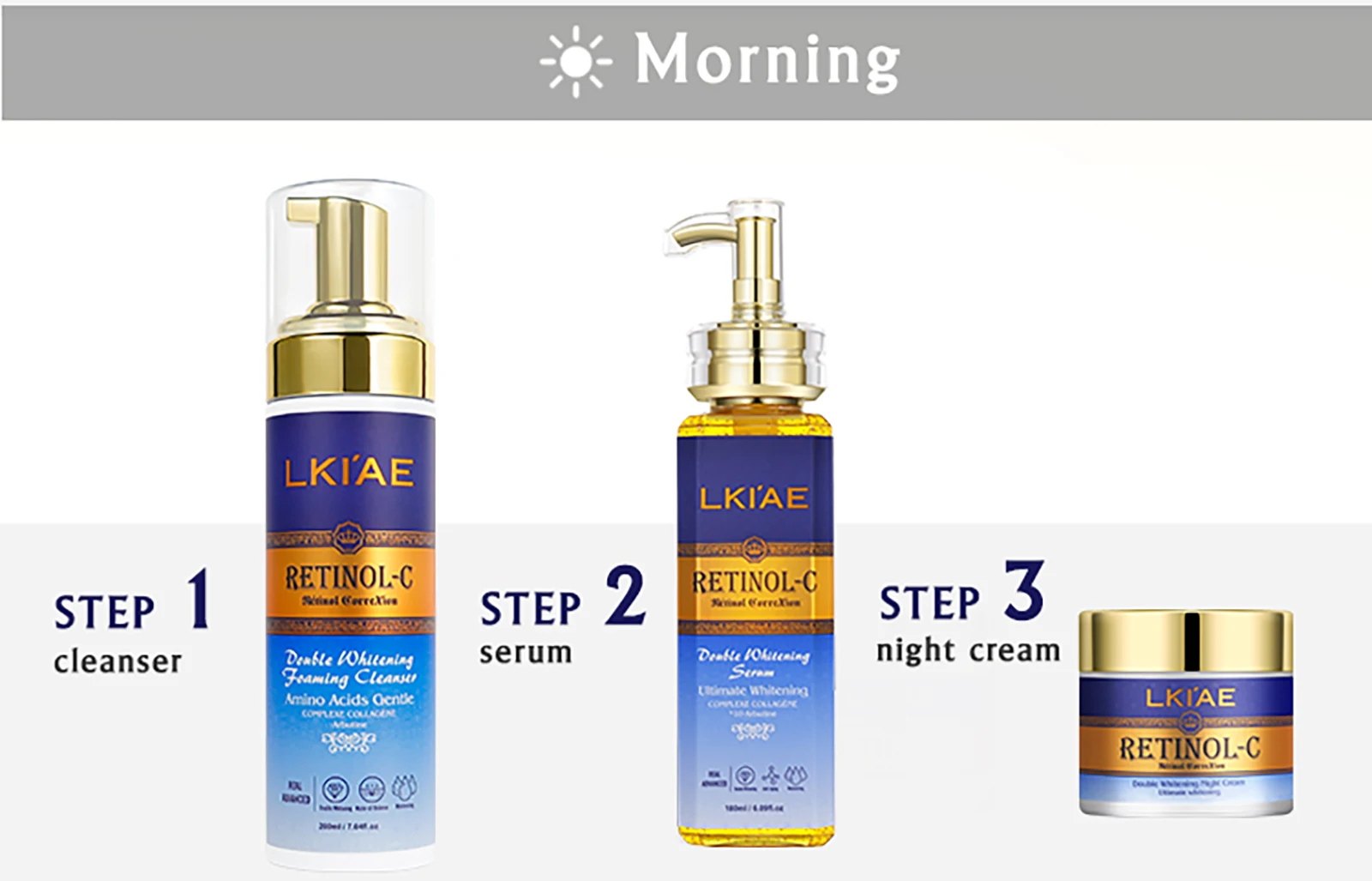 ailke Lightening Skin Care Set Body Lotion Face Cream Day And Night Serum Cleanser