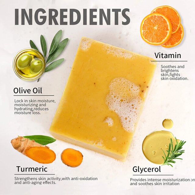 AILKE Natural Turmeric Soap for Face & Body, Lighten, Clean Stains, Brighten Skin Tone, Reduce Acne, Age Spot, Black Spot - Image 5
