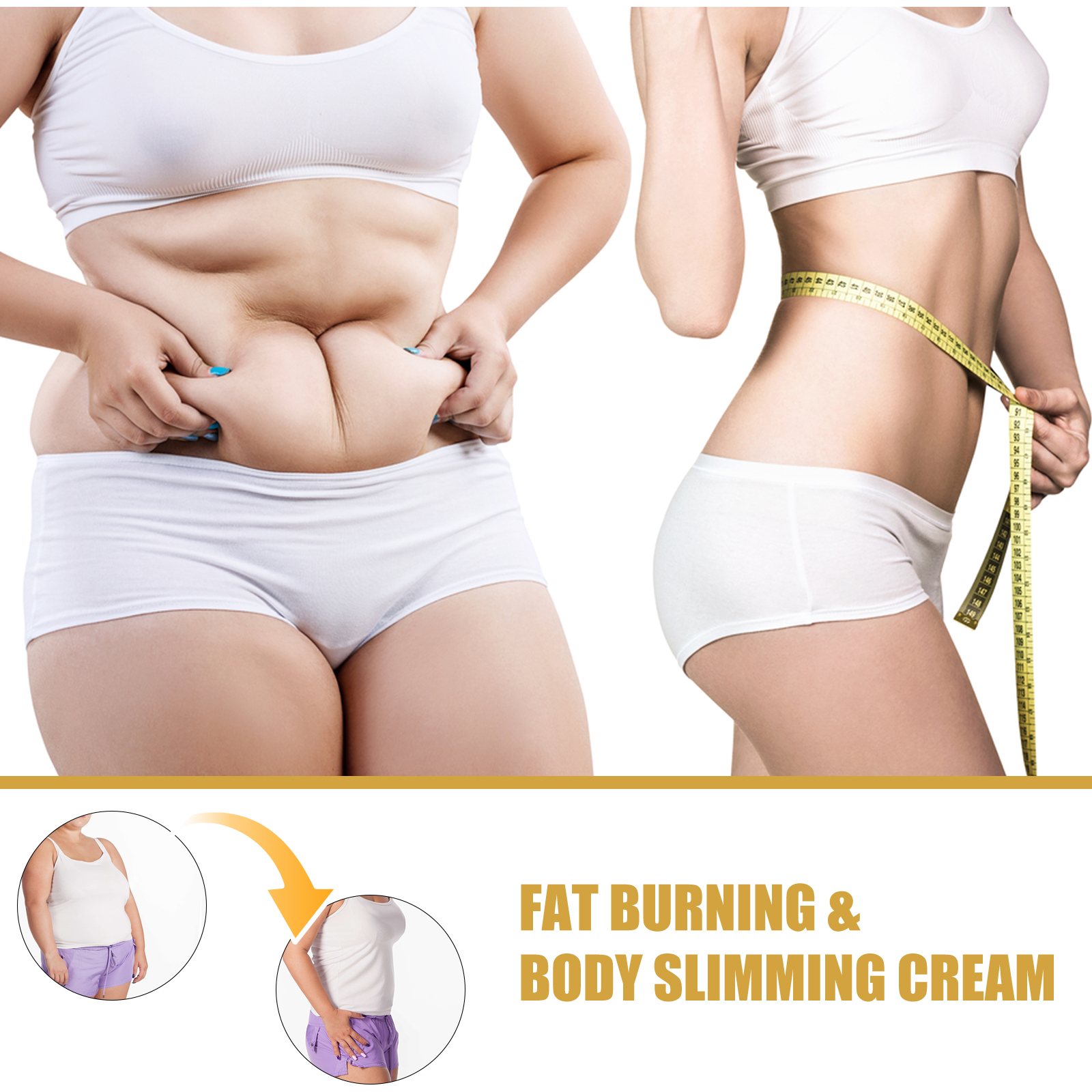 3-Pack Ginger Fat Burning Cream Slimming Fat Burning Kit Body Slimming Massage Full Leg Waist Tightening Skin Fat metabolism Kit