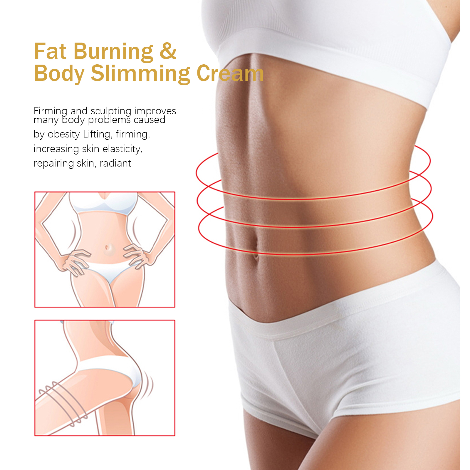 3-Pack Ginger Fat Burning Cream Slimming Fat Burning Kit Body Slimming Massage Full Leg Waist Tightening Skin Fat metabolism Kit