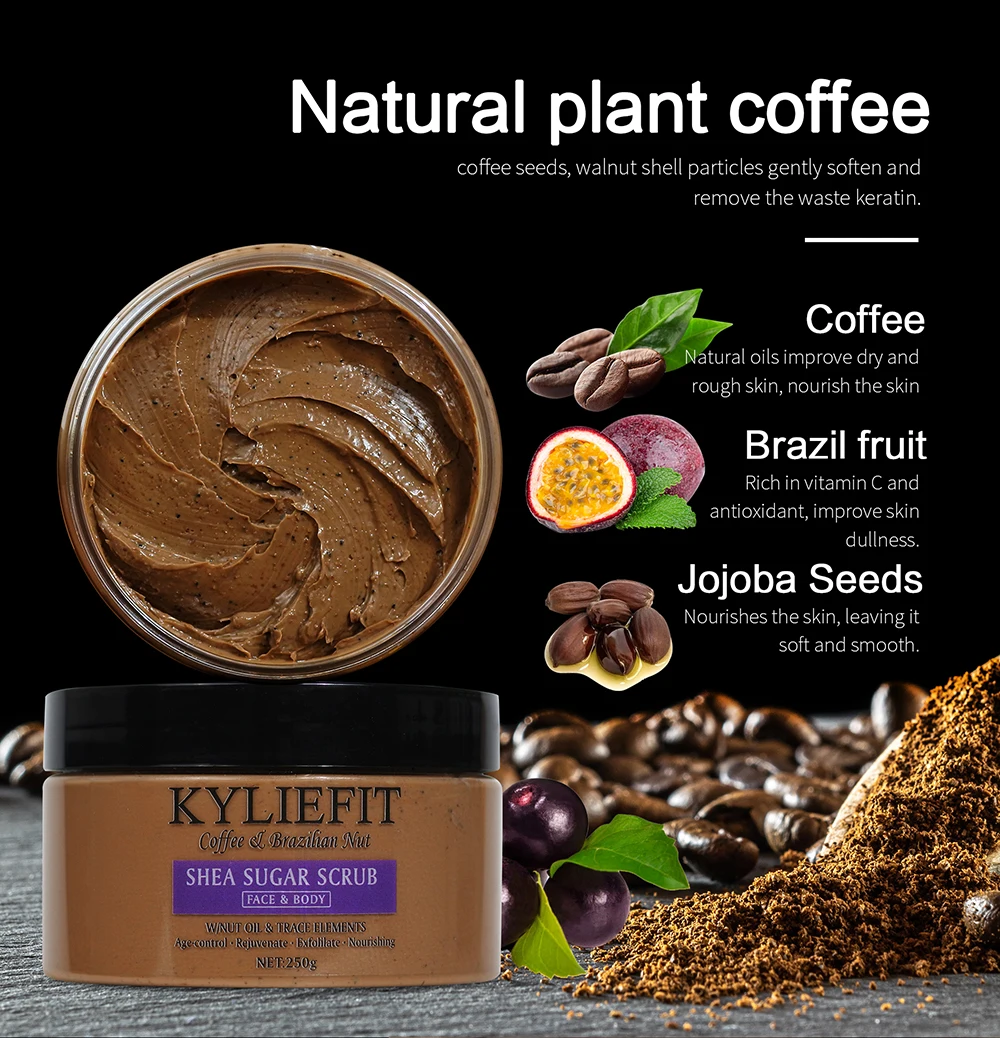 KYLIEFIT Moisturizing and Exfoliating Body, Face, Hand, Foot Scrub - Fights Spots, Whitening Skin, Great Gifts For Women & Men