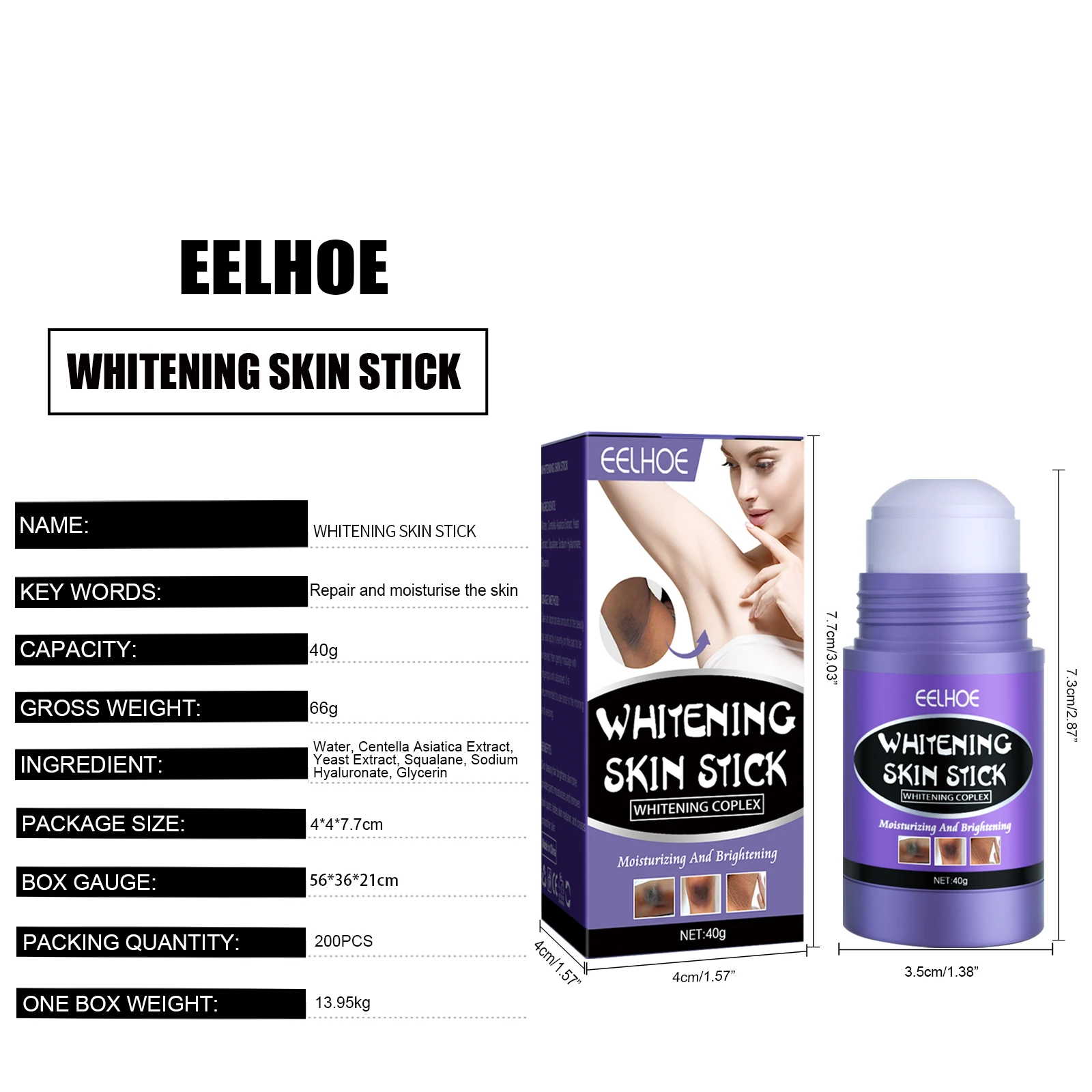 EELHOE Armpit Whitening Cream Private Parts Dark Skin Bleaching Lighten Melanin Brighten Thigh Whiten Skin Knee Stick Body Care