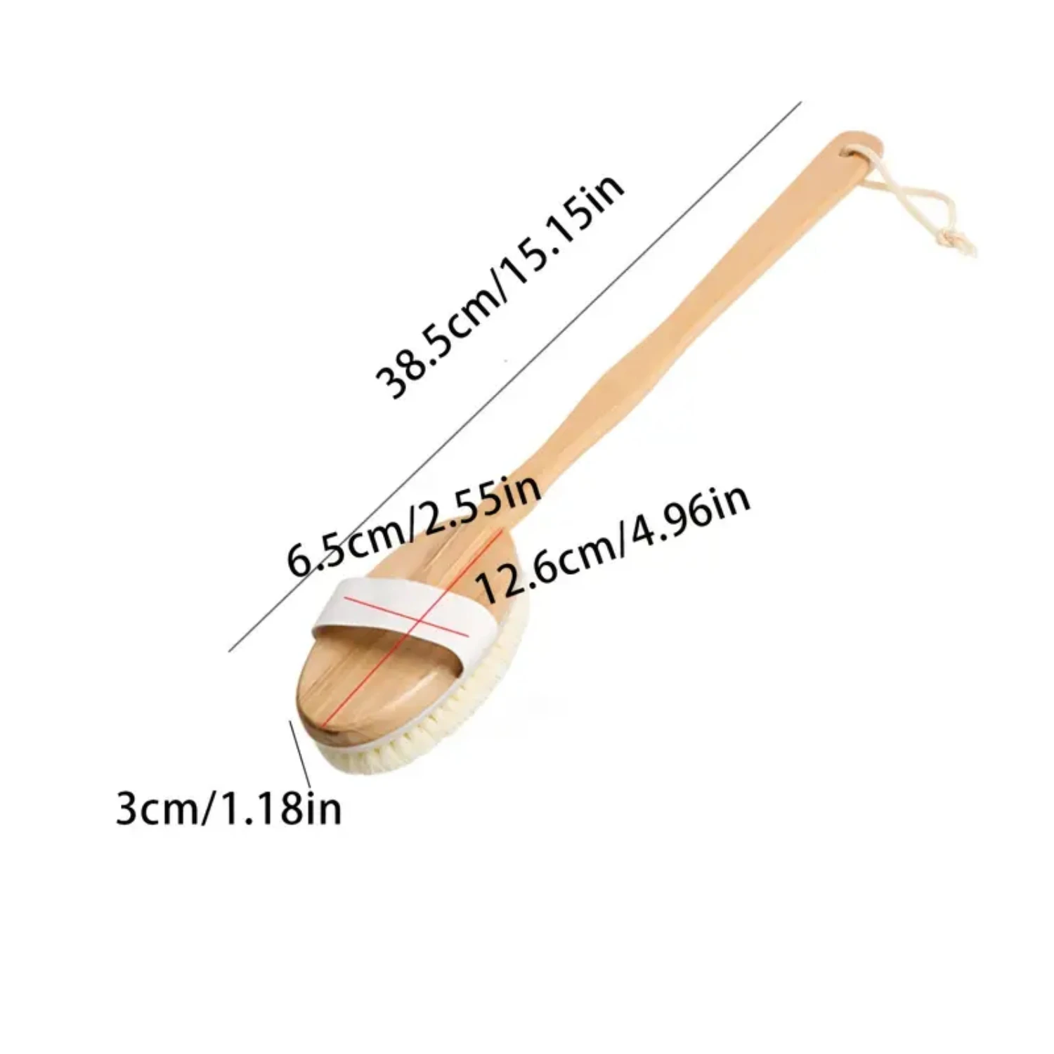 Gentle and Effective Wooden Detachable Bath Brush for Back, Body, and Feet | Natural Bristle Exfoliating Tool | Skin Care Essent