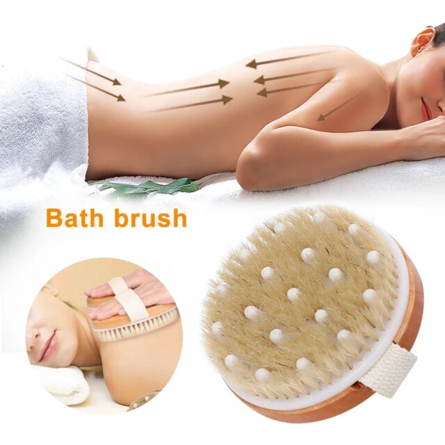 Natural Bristle Bath Brush Exfoliating Wooden Body Massage Shower Brush SPA Woman Man Skin Care Dry Body Brush - Image 2