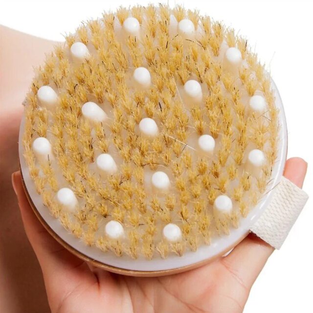 Natural Bristle Bath Brush Exfoliating Wooden Body Massage Shower Brush SPA Woman Man Skin Care Dry Body Brush - Image 4
