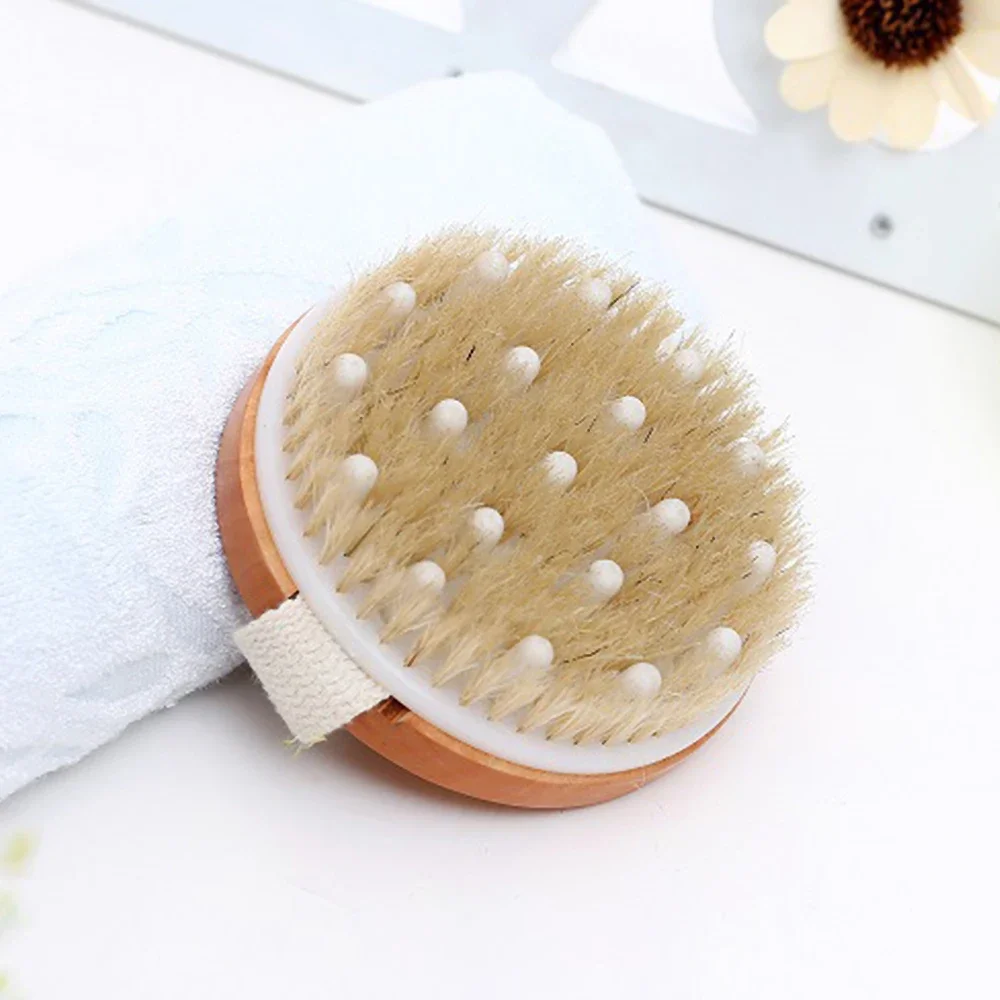 Natural Bristle Bath Brush Exfoliating Wooden Body Massage Shower Brush SPA Woman Man Skin Care Dry Body Brush