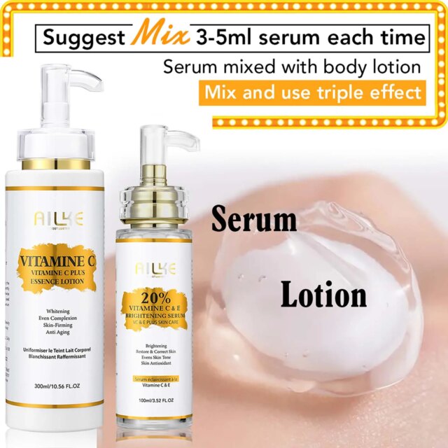 AILKE Vitamin C Skin Care Lightening Body Lotion, Even Skin Tone Cream, Regenerae Serum - Image 3