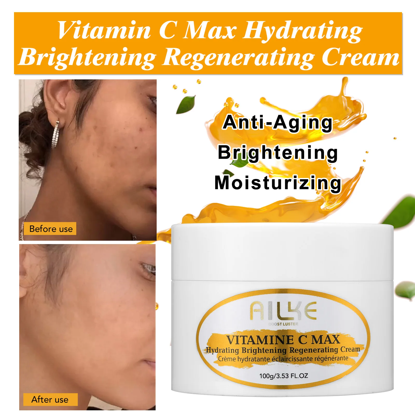 AILKE Vitamin C Skin Care Lightening Body Lotion, Even Skin Tone Cream, Regenerae Serum