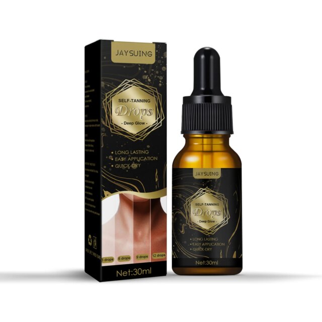 Jaysuing Sunless Natural Emollient Healthy Skin Self Tanner Water Serum for Face Body Skin Care Tanning Serum Self Tanning Drops - Image 2