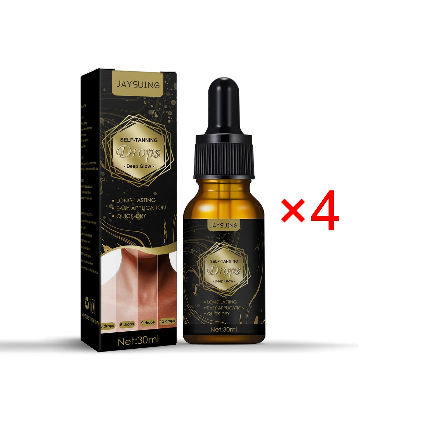 Jaysuing Sunless Natural Emollient Healthy Skin Self Tanner Water Serum for Face Body Skin Care Tanning Serum Self Tanning Drops