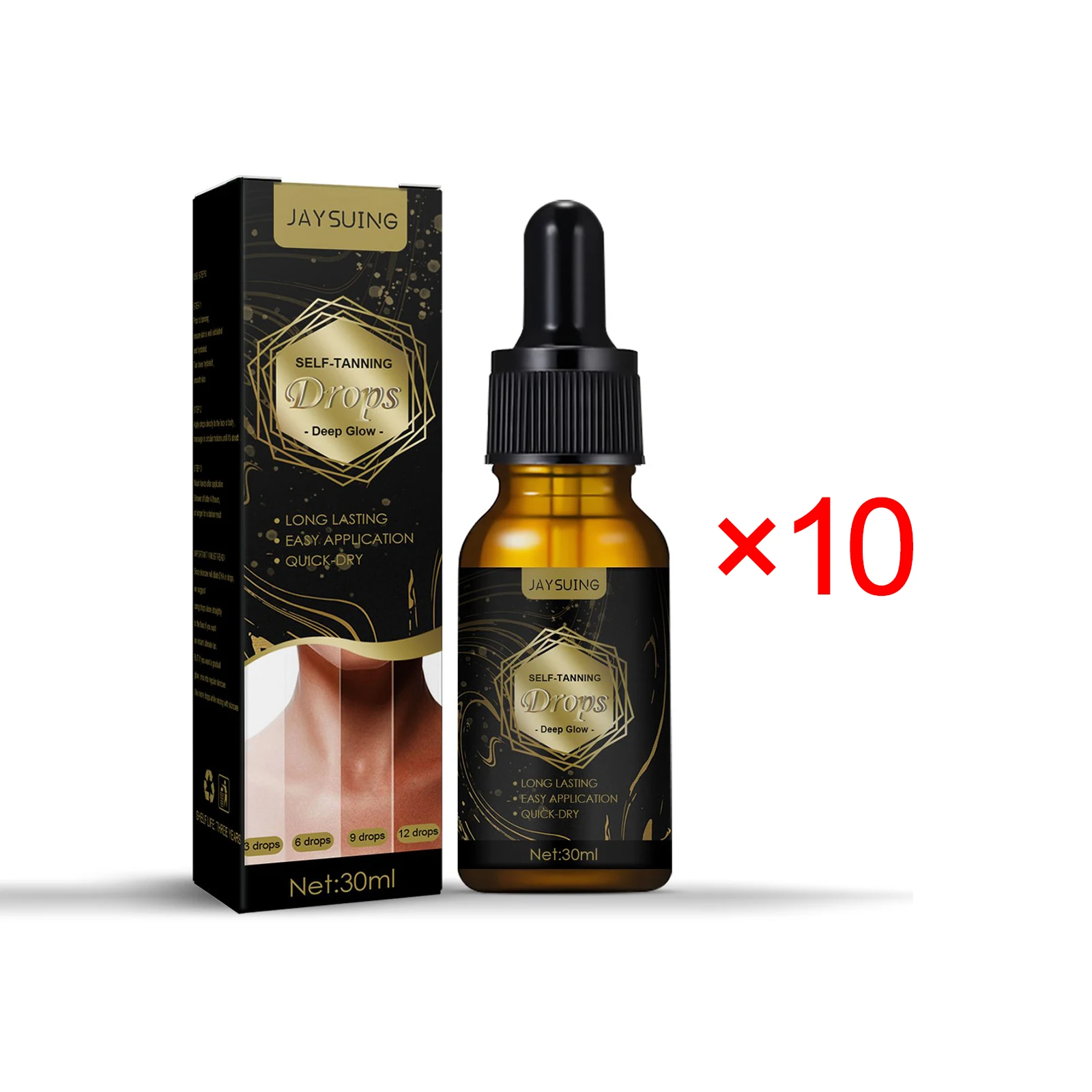 Jaysuing Sunless Natural Emollient Healthy Skin Self Tanner Water Serum for Face Body Skin Care Tanning Serum Self Tanning Drops