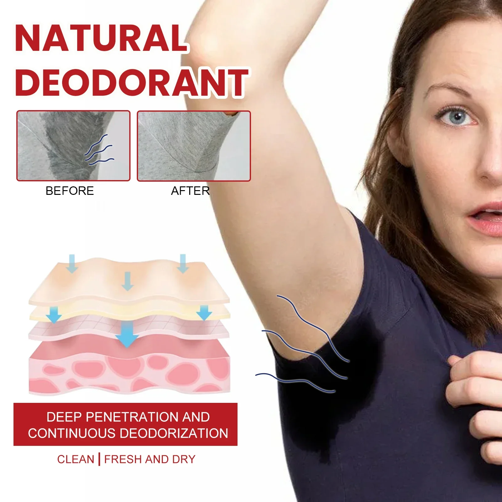 5Pcs Natural Deodorant Underarm Deodorizer Remove Odor Body Odor Sweat Odor Refreshing&Long-Lasting Fragrance Body Care Product