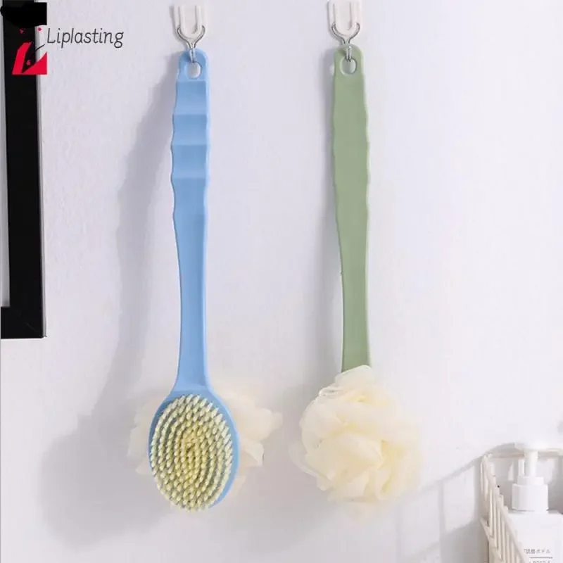 Rubber Bath Brush Long Handle Soft Hair Bath Brush Back Rubbing Body Scrubbing Exfoliating Massage Skin Care Tools