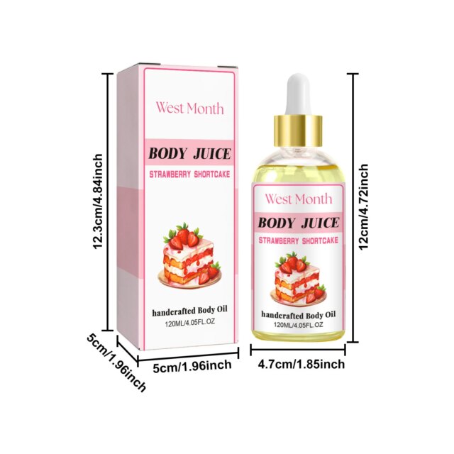 West&Month 120ml Body Juice Massage Oil Strawberry Serum Body Drops Oil Moisturize Body Smooth Aromatherapy Glow Relieve Dry - Image 6