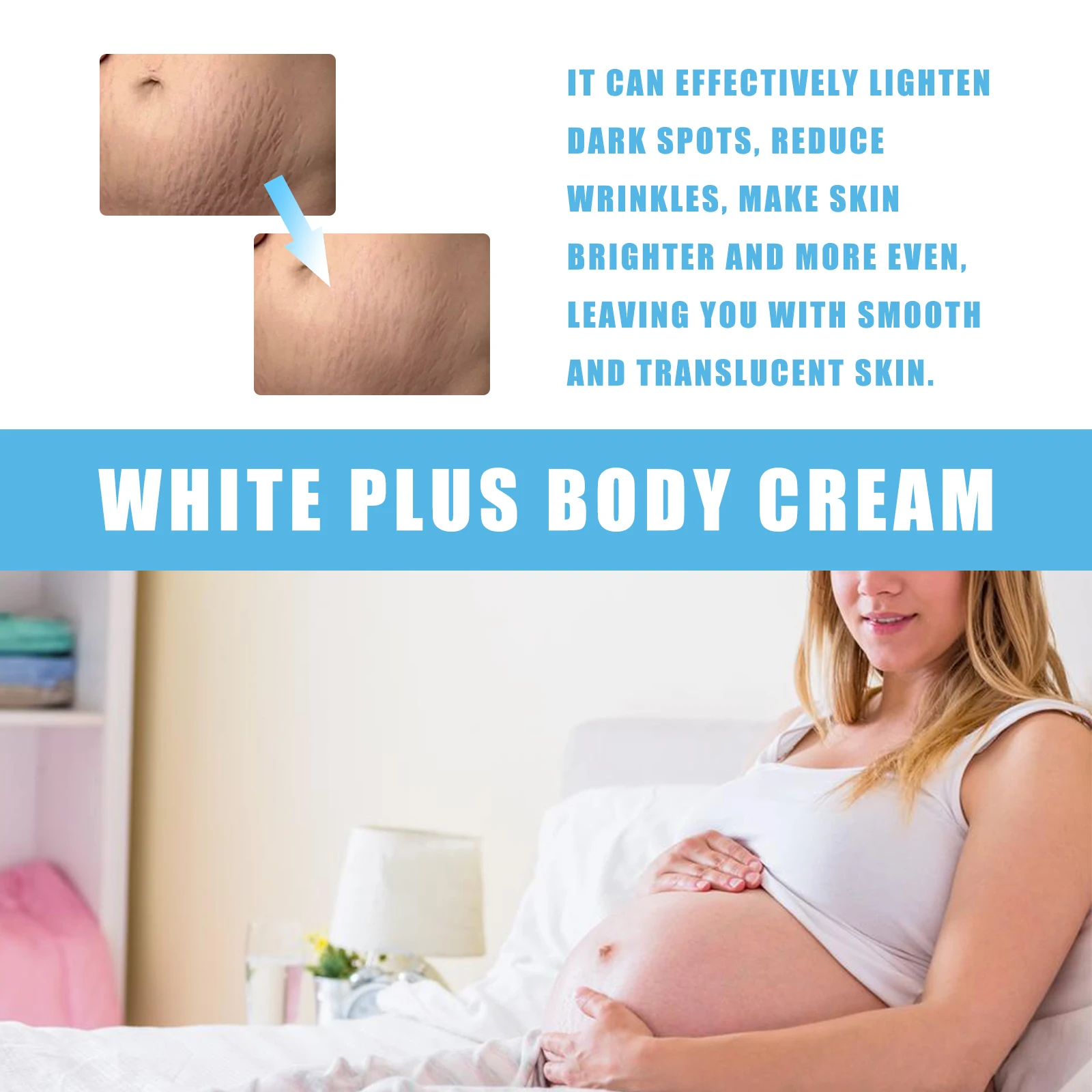 White Plus Body Stretch Marks Care Cream Lightens Dark Spots Reduces Wrinkles Tightens Skin Moisturizes And Hydrates Smooth Skin