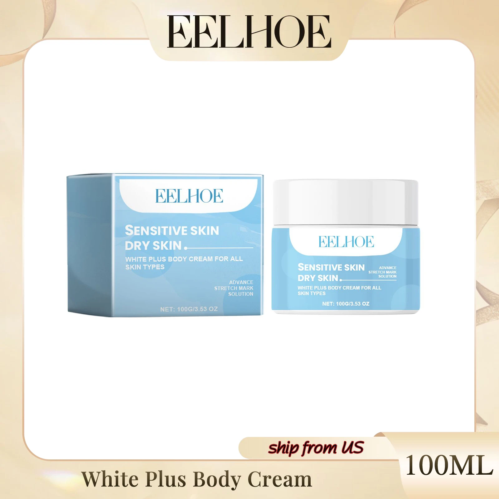 White Plus Body Stretch Marks Care Cream Lightens Dark Spots Reduces Wrinkles Tightens Skin Moisturizes And Hydrates Smooth Skin