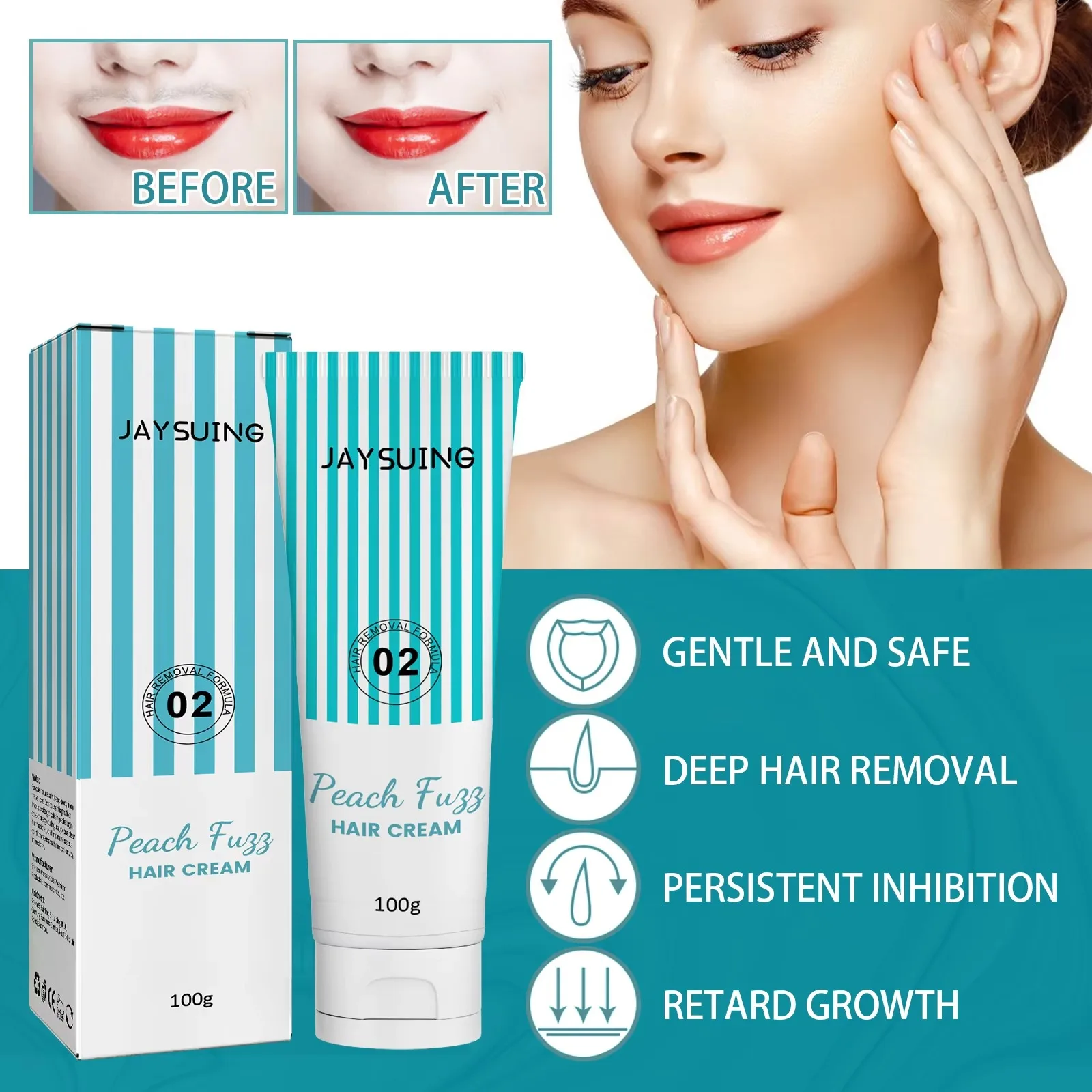 Lip hair removal cream quickly and gently removes lip hair, moisturizes and refreshes, suitable for both men and women