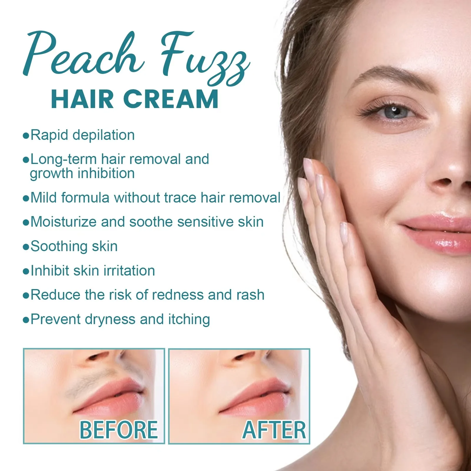 Lip hair removal cream quickly and gently removes lip hair, moisturizes and refreshes, suitable for both men and women