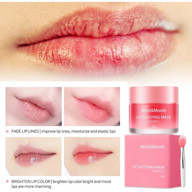 West&Month 20g Moisturizing Lip Sleeping Mask Night Sleep Maintenance Nourish Fade Lip Lines Remove Dead Skin Repairing Lip Balm - Image 2