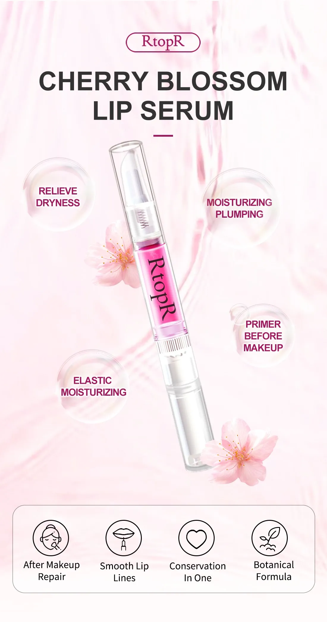 5pcs Sakura Lip Essence Anti-Dry Crack Exfoliating Repair Reduce Lip Fine Lines Essence Moisturizing Beauty Lip Care