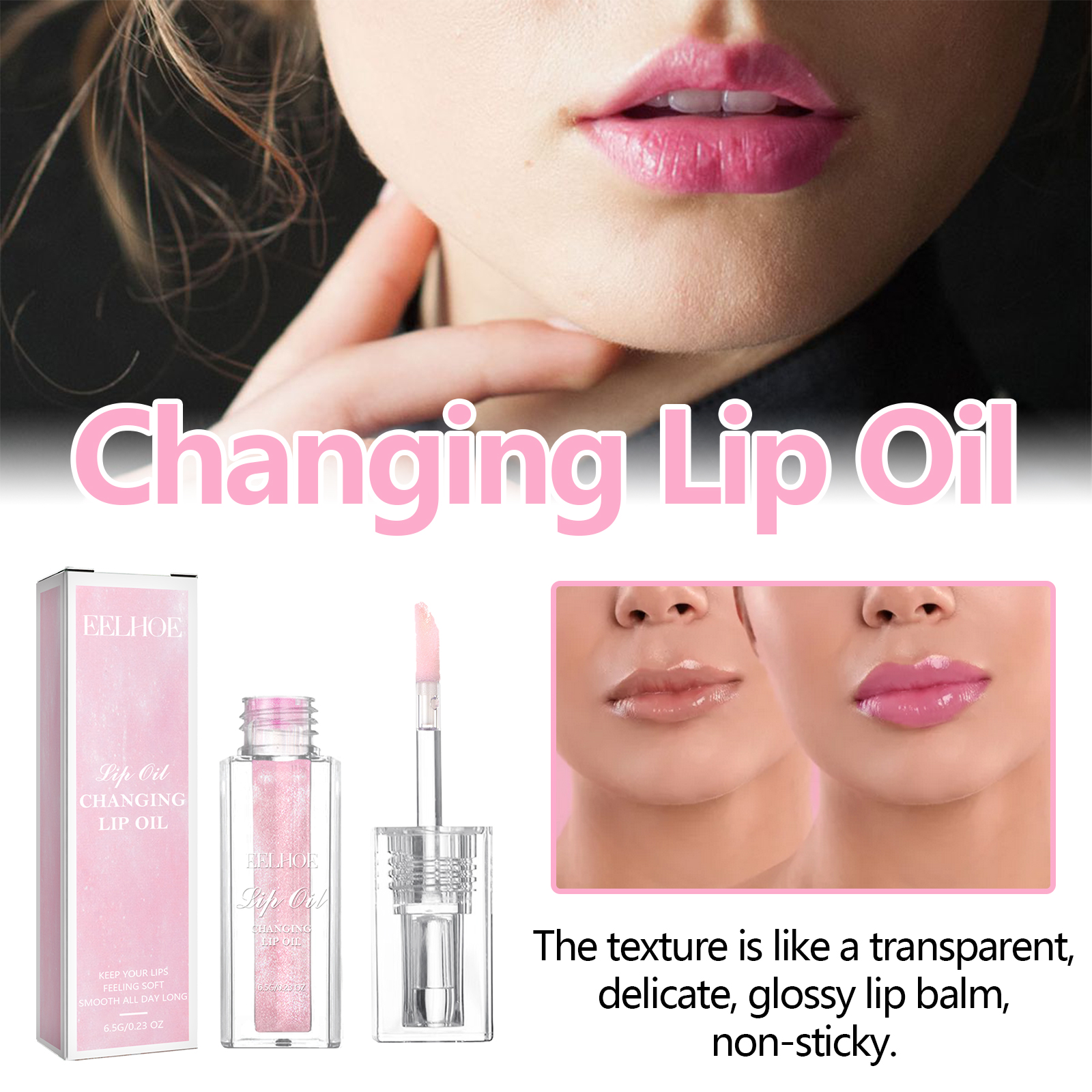 EELHOE Color Changing Lip Oil Transparent Lip Gloss Oil Lip Balm Color Changing Lip Oil Chapped Lip Care Moisturizer