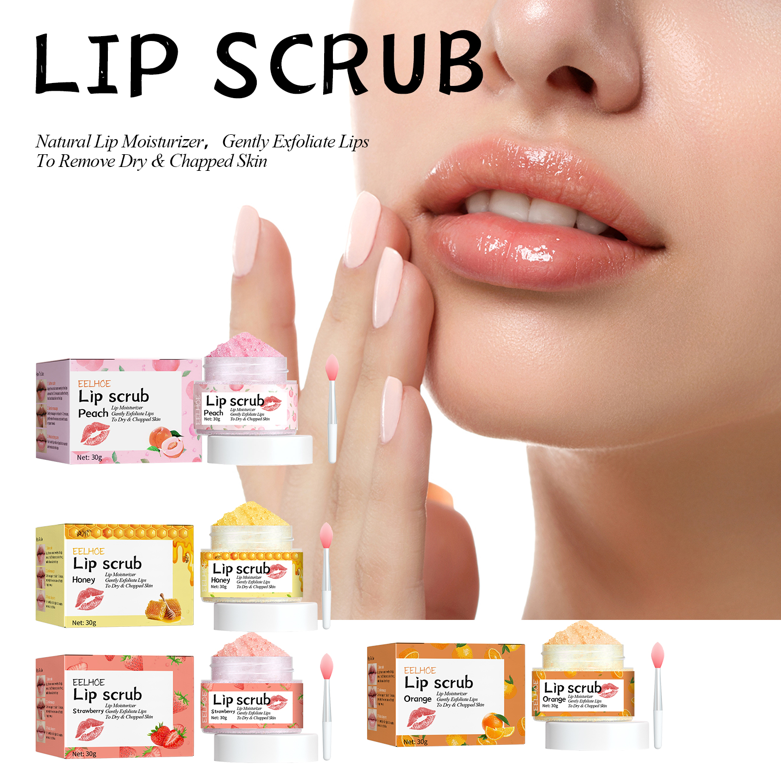 3pcs Strawberry Lip Scrub Exfoliating Cream Exfoliates Dead Skin Fades Lip Lines Anti-Dryness Moisturizing Lip Care Products