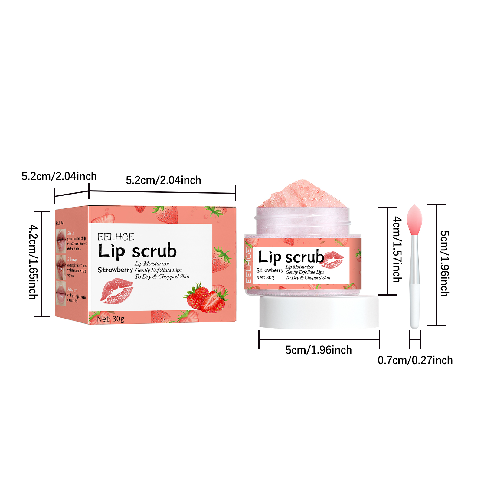 3pcs Strawberry Lip Scrub Exfoliating Cream Exfoliates Dead Skin Fades Lip Lines Anti-Dryness Moisturizing Lip Care Products