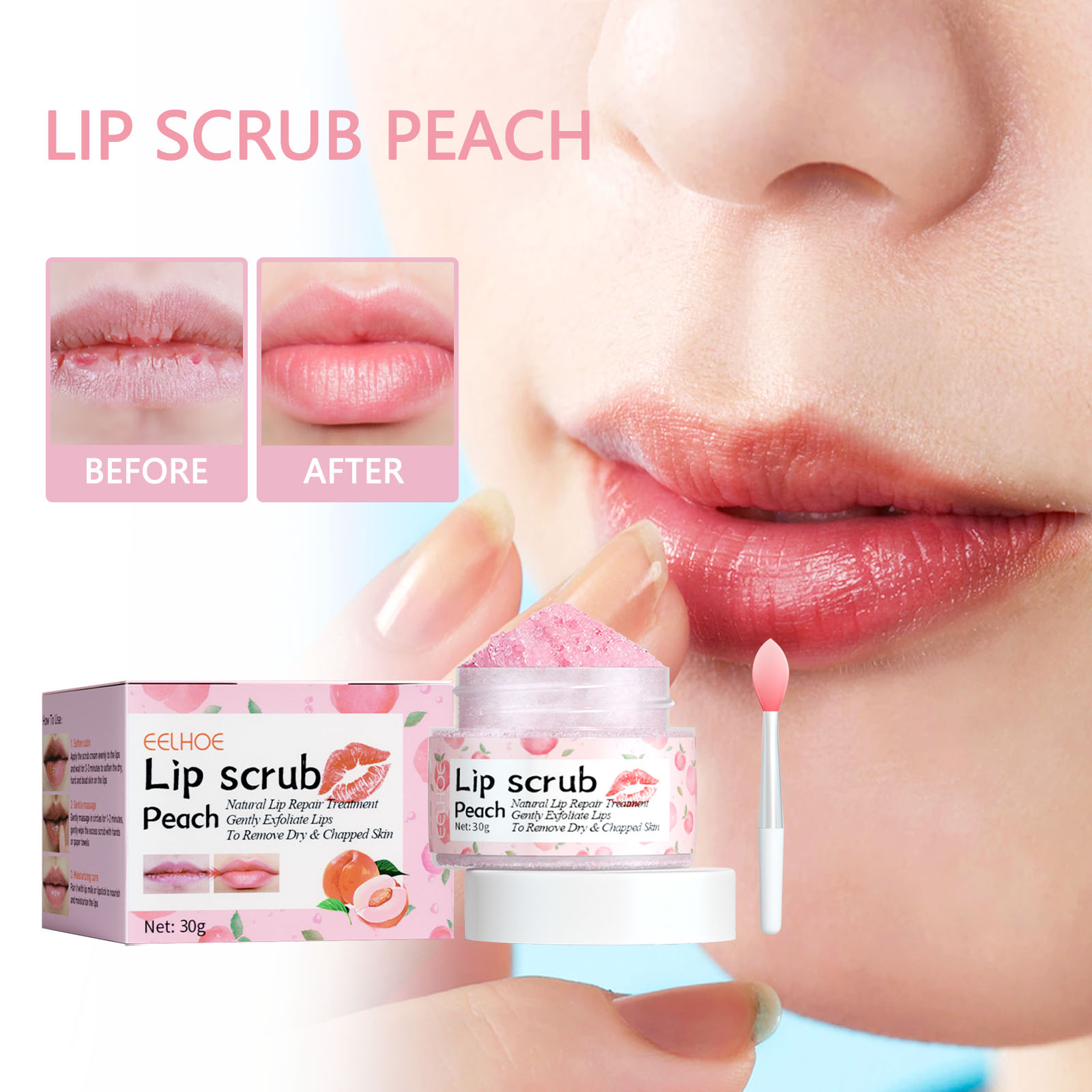 Peach Lip Scrub Exfoliating Lightening Fade Lip Lines anti-peeling Dryness Remove Dead Skin Moisturizing Care Makeup Lip Balm