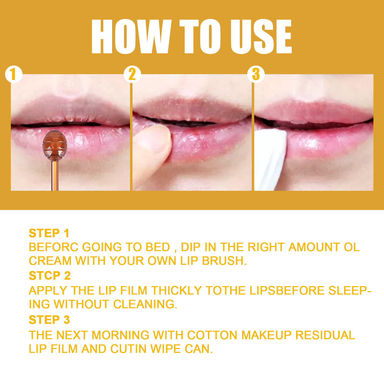 EELHOE 5.5g Honey Lip Mask Night Sleeping Moisturizing Lip Gloss Exfoliating Honey Nourishing Lip Treatment with Lip Brush