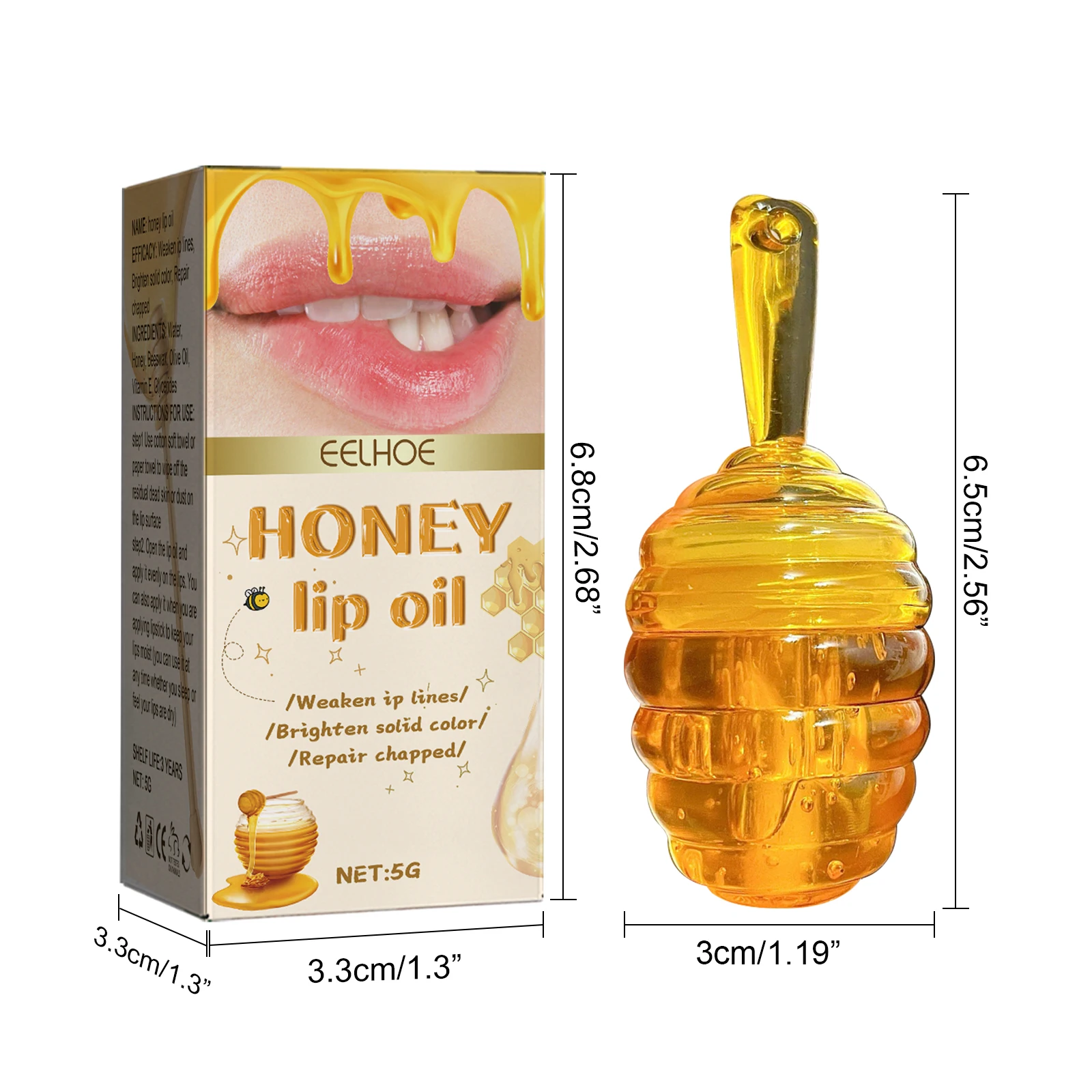 Honey Lip Oil Fresh Beeswax Lip Balm Long-lasting Moisturizing Transparent Lip Oil Liquid Lipstick Lip Care Skin Care Products